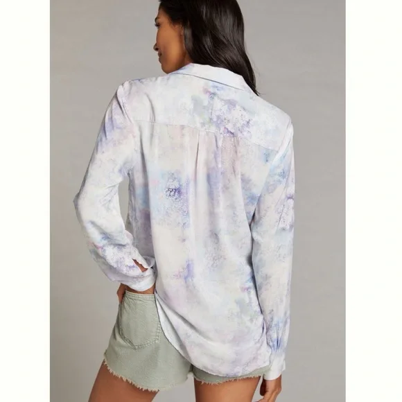 NWT Anthropologie Cloth & Stone Bess Tie-Dye Buttondown Lightweight Shirt , L - Picture 3 of 9